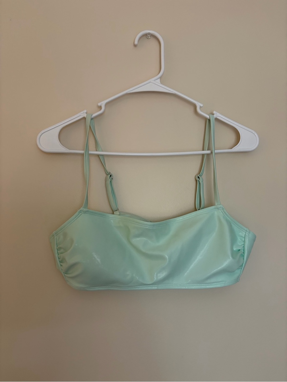 Mint Green Shiny Bikini Top